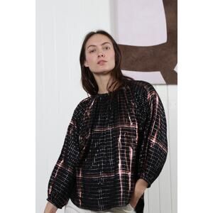 Apiece Apart Black and Pink Checkered Blouse